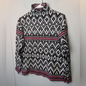 TAHARI Women Sweater Turtleneck Long Sleeve Super Soft Size Medium Black White